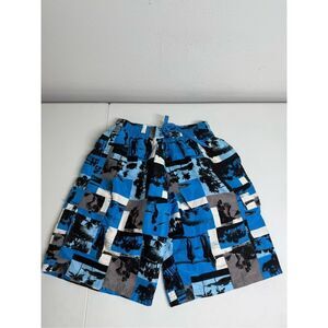 RS Surf Board Shorts Mens Medium Blue Black Swim Trunks Pockets